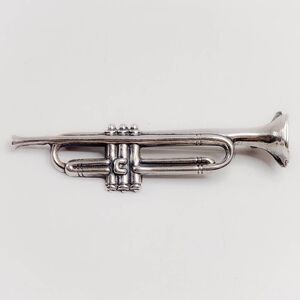 Vintage Sterling Silver Trombone Brooch Pin